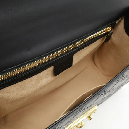 Gucci Black Signature Leather Padlock Small Shoulder Bag "Unworn"