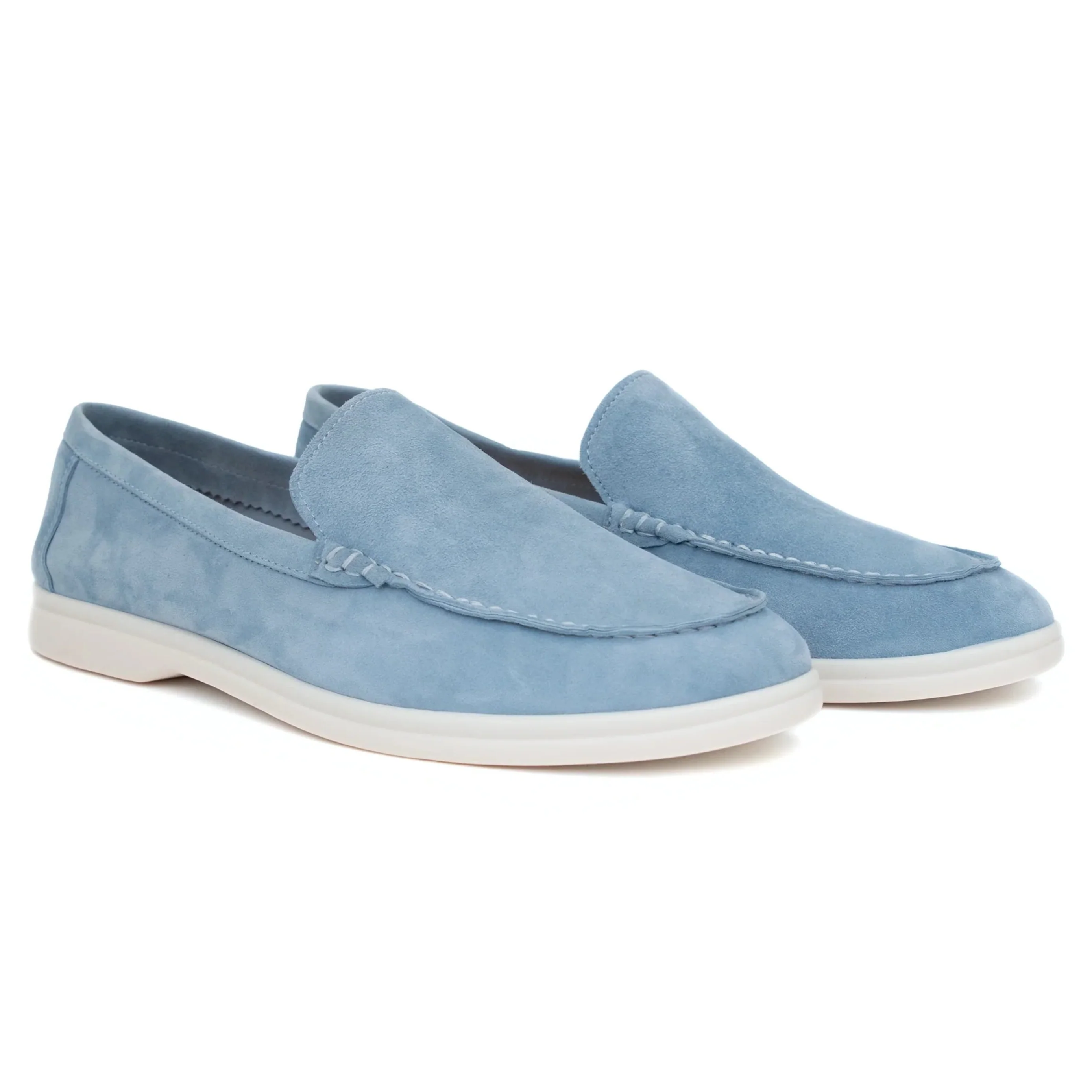 Loro Piana Summer Walk Suede White Sole Loafers 