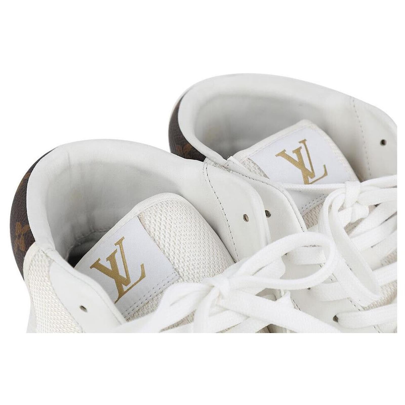 Louis Vuitton Rivoli White Leather Monogram High-Top Sneakers (Pre-Loved)