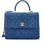 Chanel Trendy Top Handle Quilted Denim Bag 