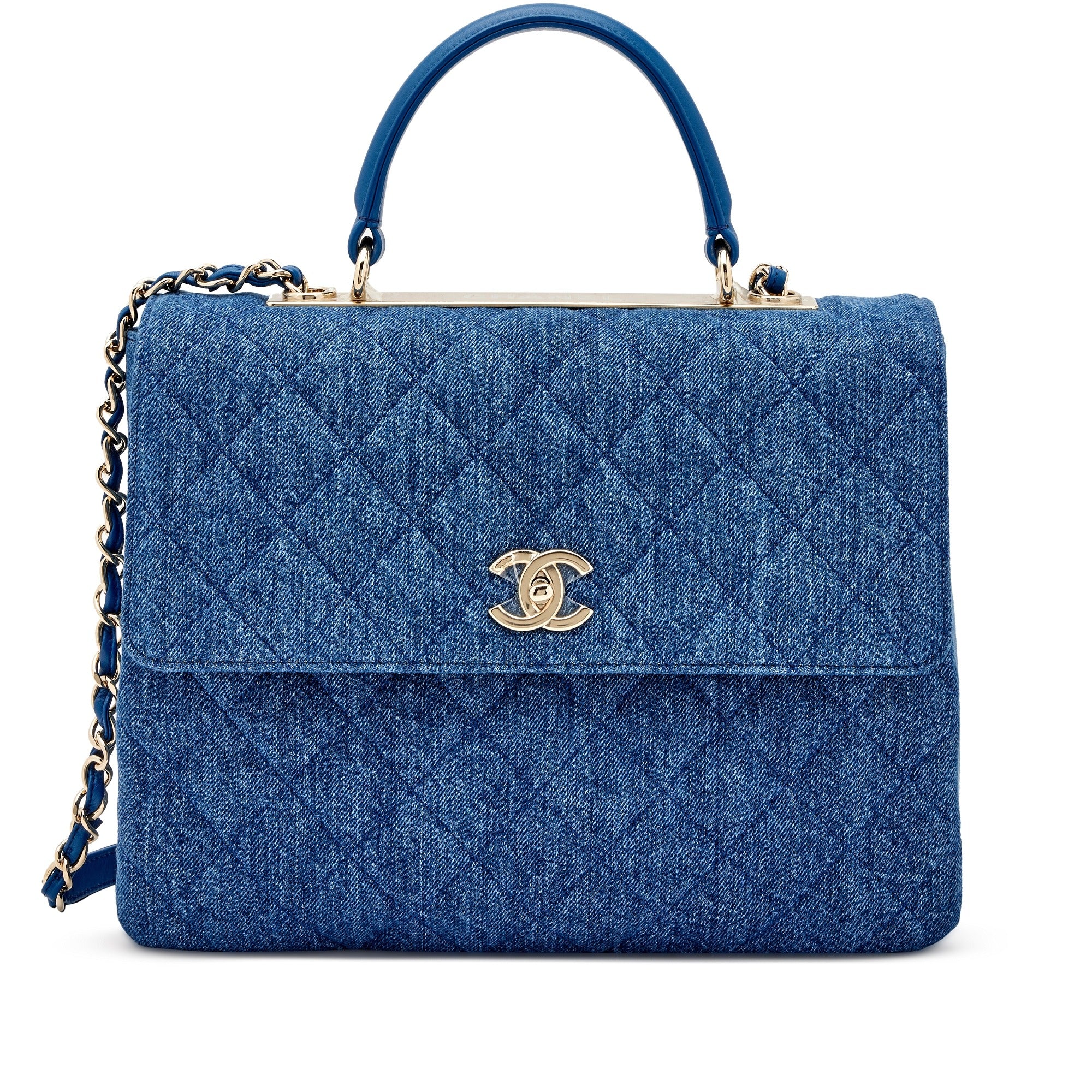 Chanel Trendy Top Handle Quilted Denim Bag 