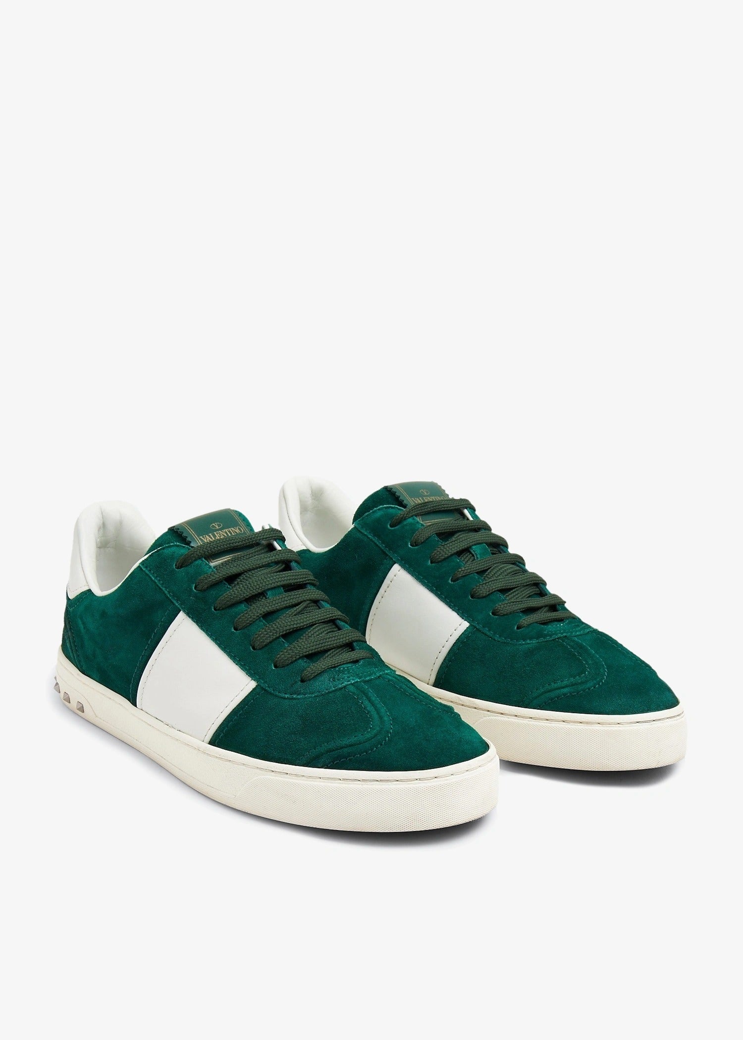 Valentino Garavani Green Suede & White Leather Flycrew Sneakers (Pre-Loved)