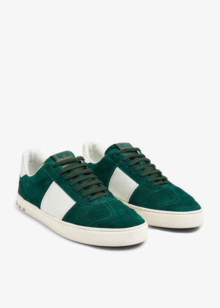 Valentino Garavani Green Suede & White Leather Flycrew Sneakers (Pre-Loved)