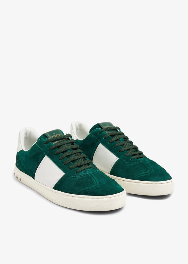 Valentino Garavani Green Suede & White Leather Flycrew Sneakers (Pre-Loved)
