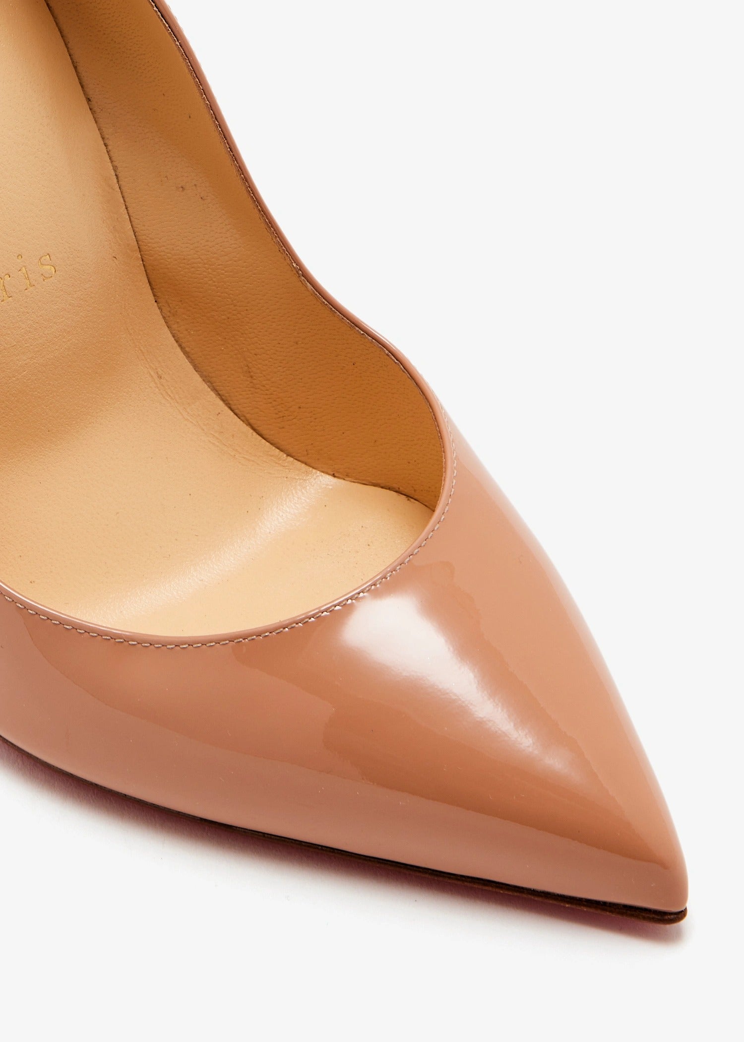 Christian Louboutin Nude Patent Leather Hot Chick 100 Pumps 