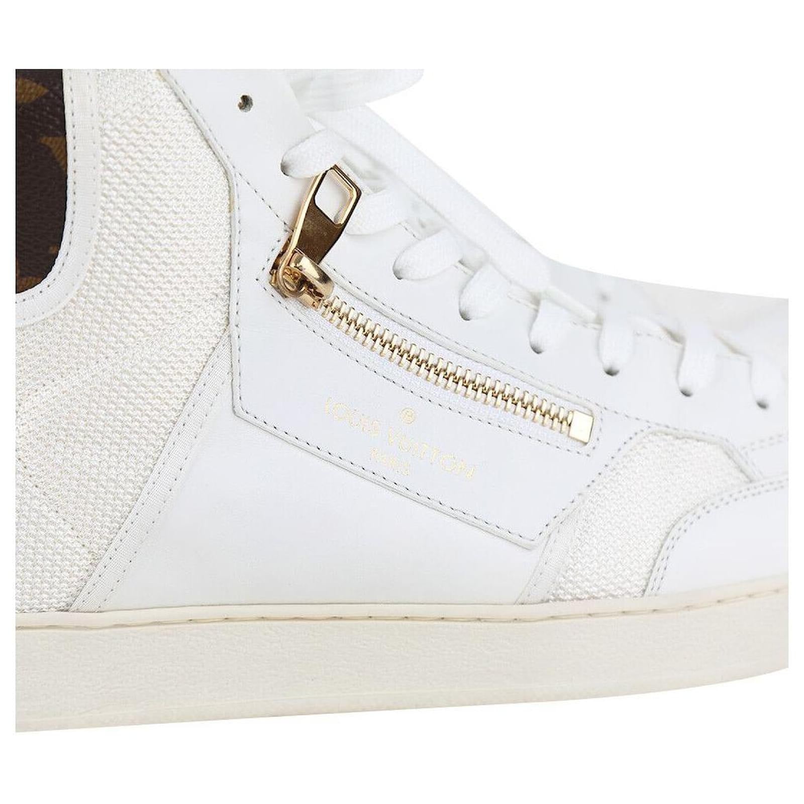 Louis Vuitton Rivoli White Leather Monogram High-Top Sneakers (Pre-Loved)