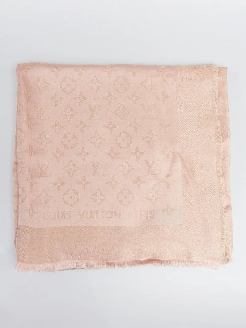 Louis Vuitton Monogram Shine Shawl Rose Gold / Beige 