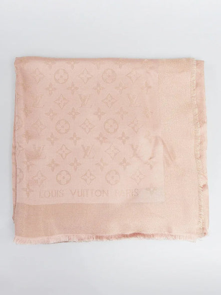 Louis Vuitton Monogram Shine Shawl Rose Gold / Beige "Unworn"