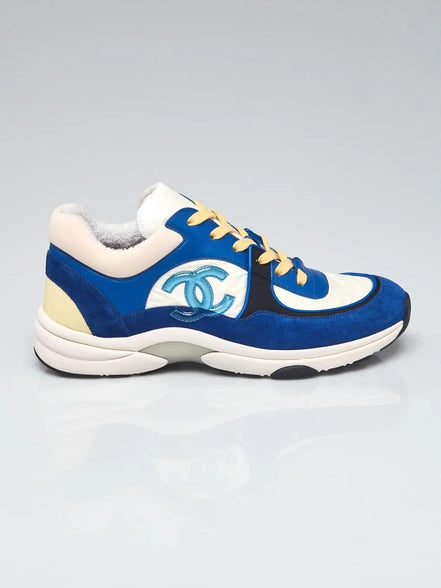 Chanel Suede and Nylon CC Trainers Navy/Grey (Pre-loved)