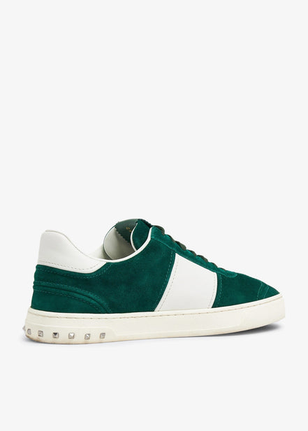 Valentino Garavani Green Suede & White Leather Flycrew Sneakers (Pre-Loved)