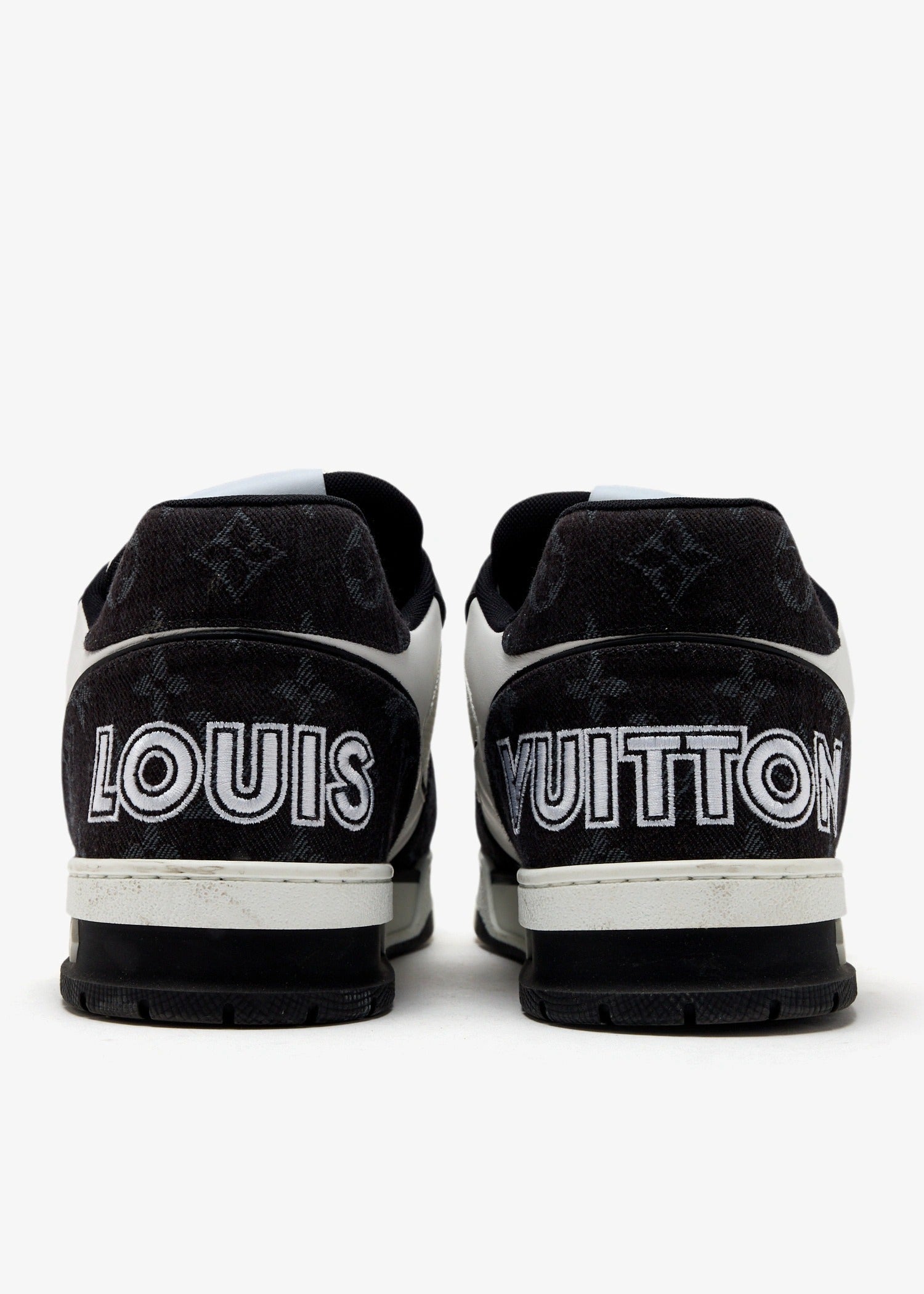 Louis Vuitton Black & White Monogram Denim LV Trainer 