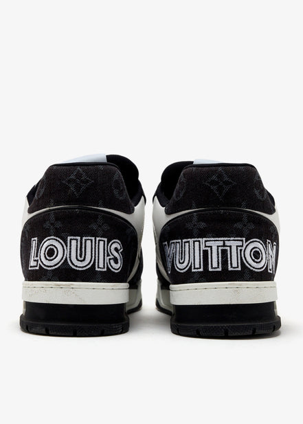 Louis Vuitton Black & White Monogram Denim LV Trainer "Unworn"