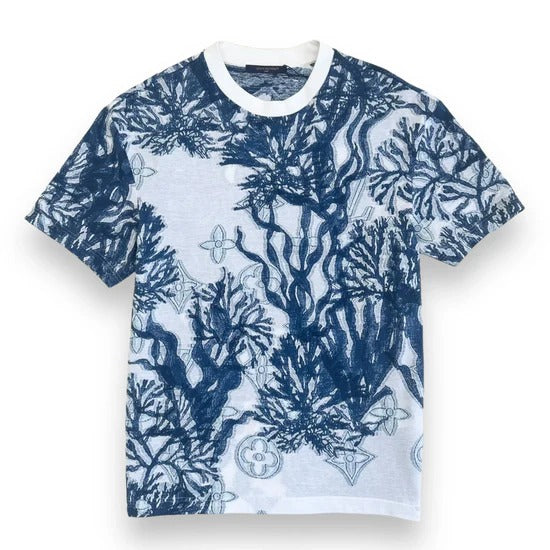 Louis Vuitton White and Navy Botanical Monogram T-Shirt 