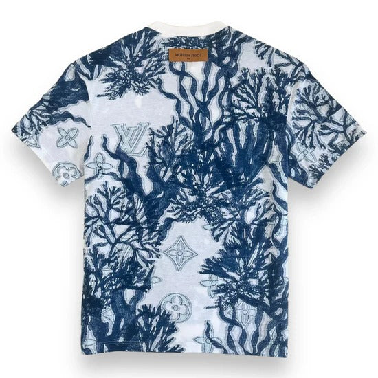 Louis Vuitton White and Navy Botanical Monogram T-Shirt 