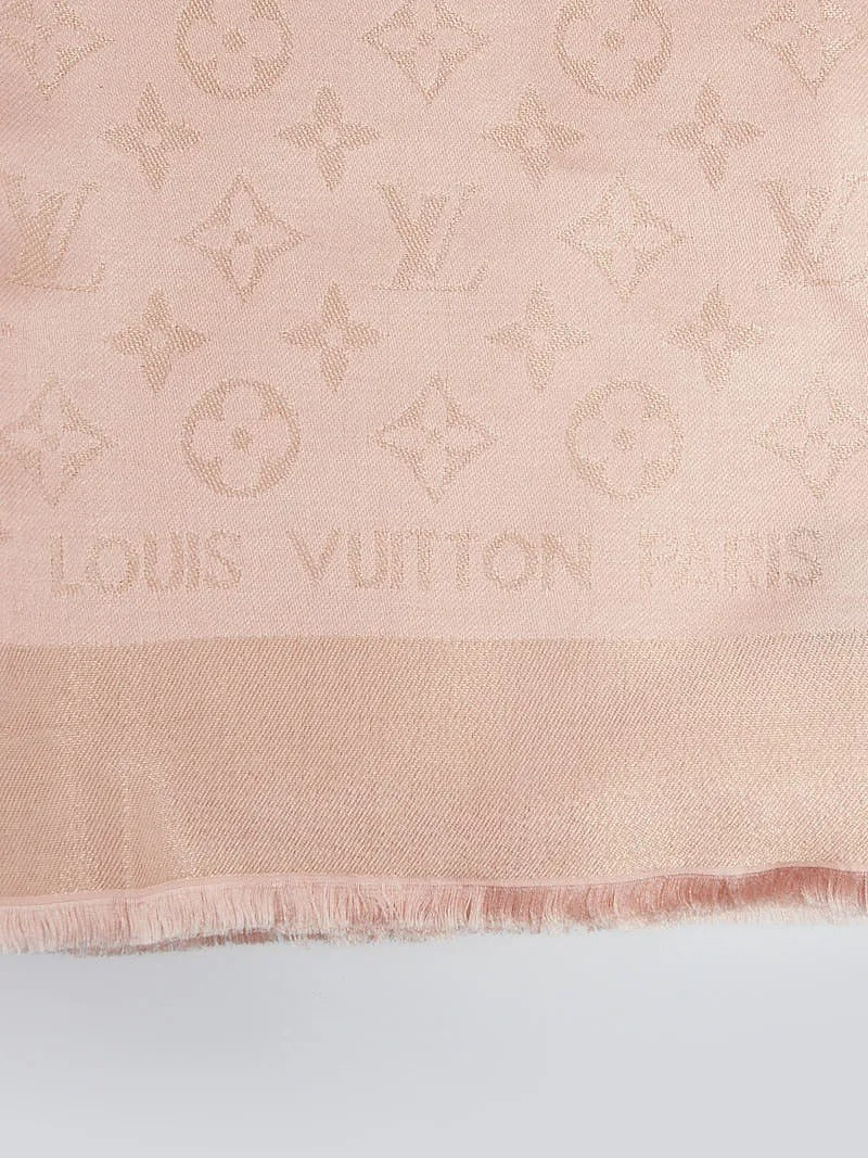 Louis Vuitton Monogram Shine Shawl Rose Gold / Beige 