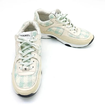 Chanel Tweed Runners Cream & Light Blue "Unworn"