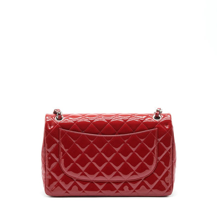 Chanel Classic Double Flap Medium Red Monogram Patent Leather (Pre-Loved)