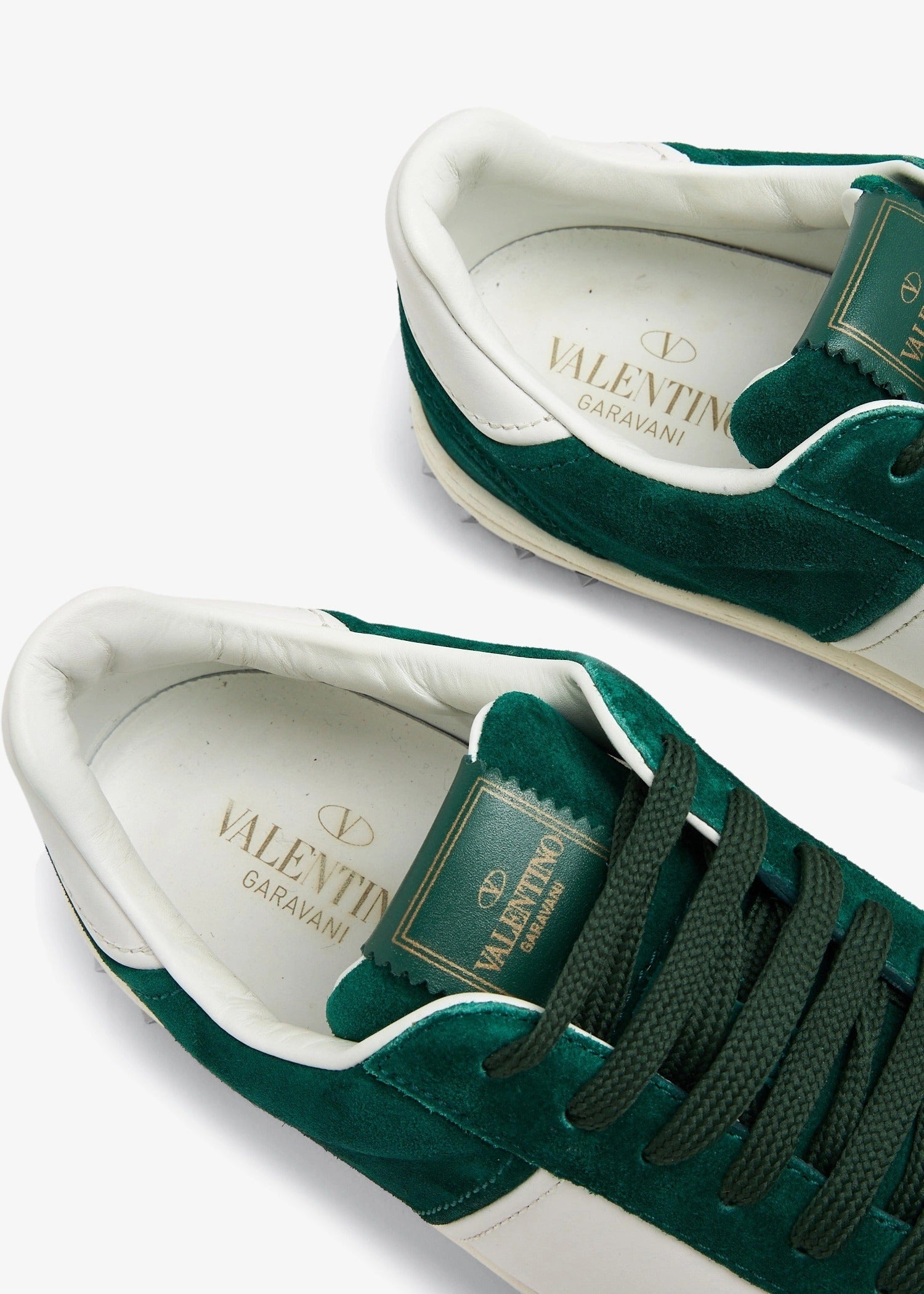 Valentino Garavani Green Suede & White Leather Flycrew Sneakers (Pre-Loved)