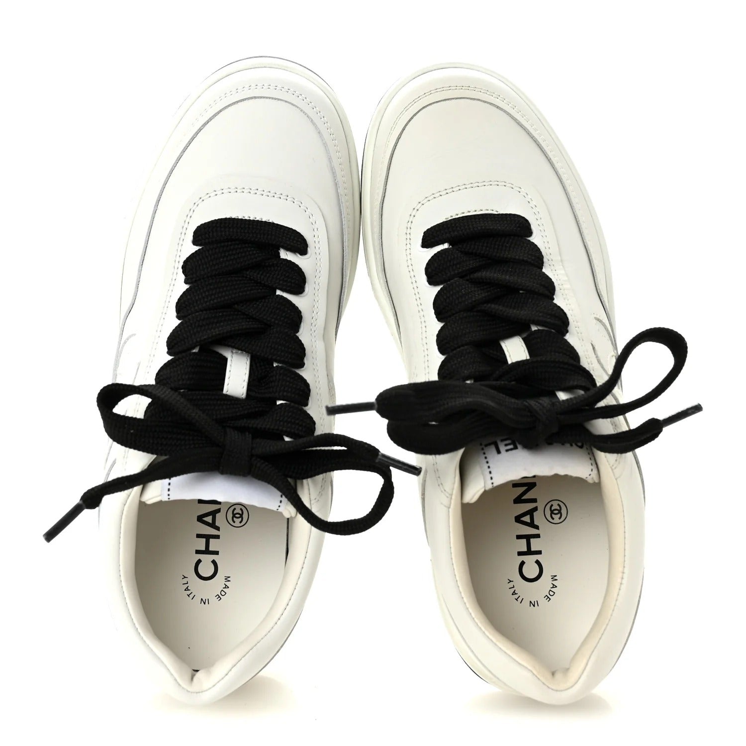 Chanel Interlocking CC Logo Low-Top Calfskin Sneakers 