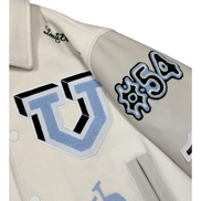 Louis Vuitton Cream Virgil Abloh Patch Varsity Jacket 