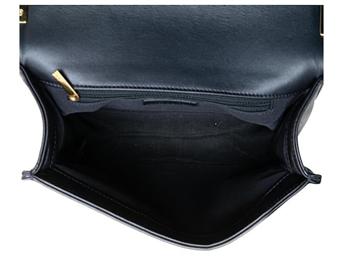Chanel CC Medium Boy Bag Navy Perforated Leather 
