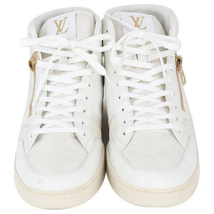 Louis Vuitton Rivoli White Leather Monogram High-Top Sneakers (Pre-Loved)