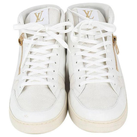 Louis Vuitton Rivoli White Leather Monogram High-Top Sneakers (Pre-Loved)