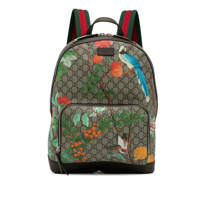 Gucci GG Supreme Tian Floral & Bird Print Backpack (Pre-Loved)