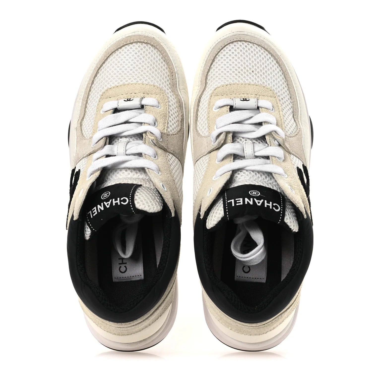 Chanel White and Black Runner Sneakers 