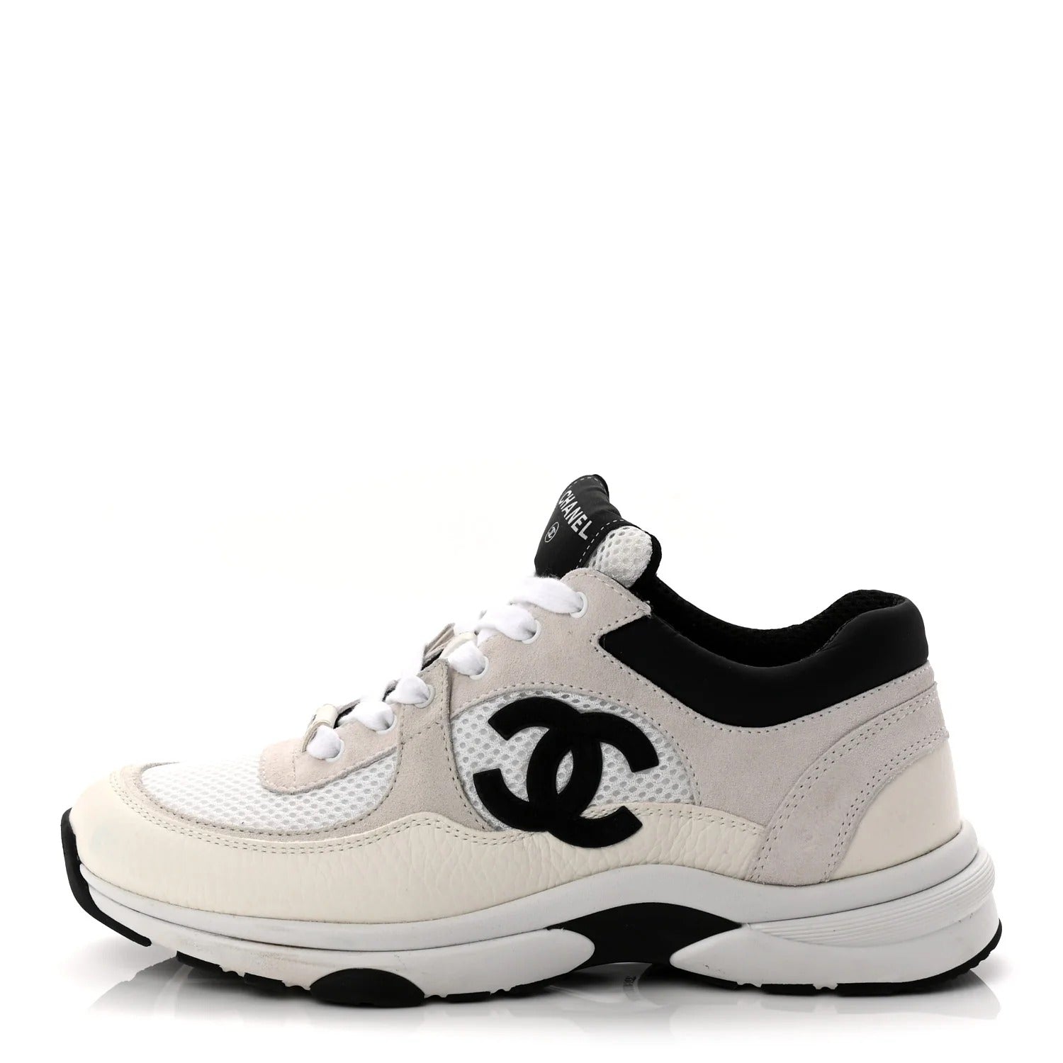 Chanel White and Black Runner Sneakers 