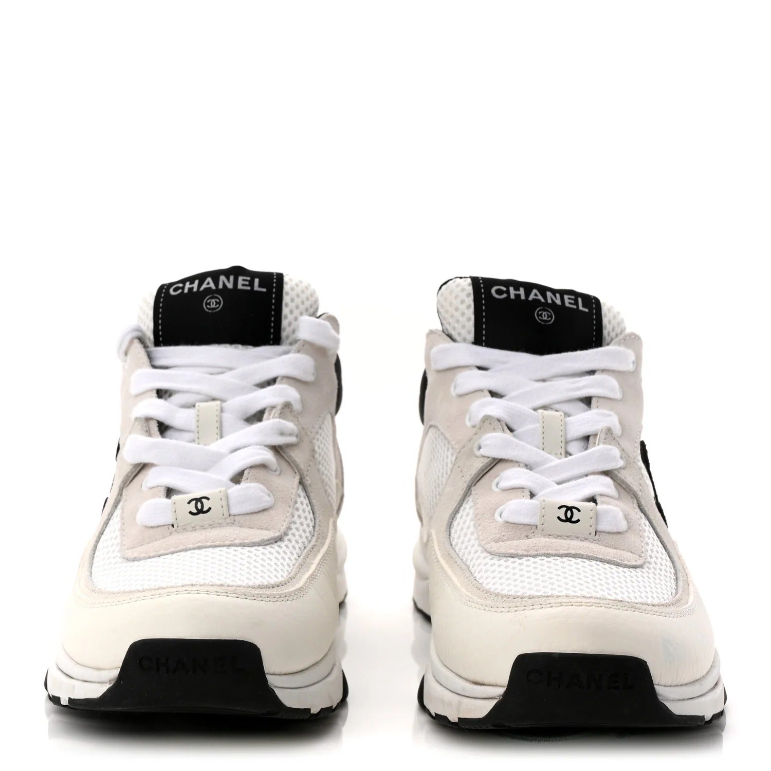 Chanel White and Black Runner Sneakers 