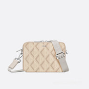 Dior Cream CD Diamond Canvas Messenger Bag 