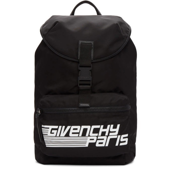 Givenchy Black Nylon Paris Logo Backpack 