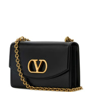 Valentino Garavani Stud Sign VLogo Shoulder Bag Black Leather (Pre-Loved)