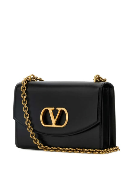 Valentino Garavani Stud Sign VLogo Shoulder Bag Black Leather (Pre-Loved)