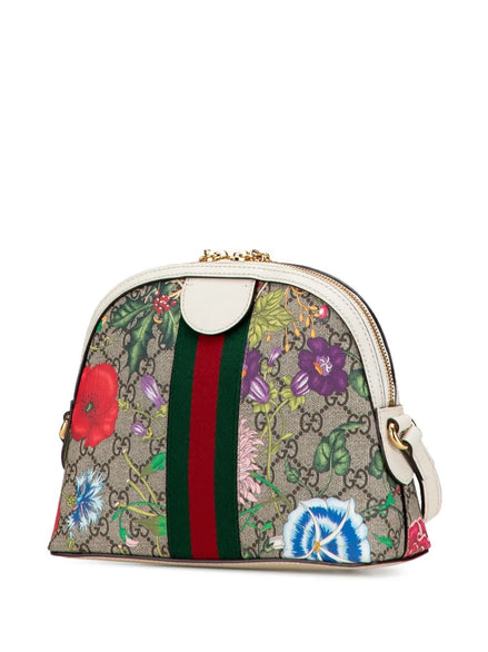 Gucci Ophidia GG Flora White Leather Shoulder Bag (Pre-Loved)