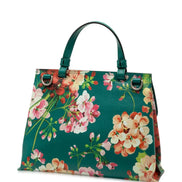 Gucci Green Floral Print Bamboo Top Handle Bag (Pre-Loved)