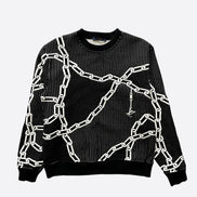 Louis Vuitton Rare Black Pinstripe Chainlink Sweatshirt 