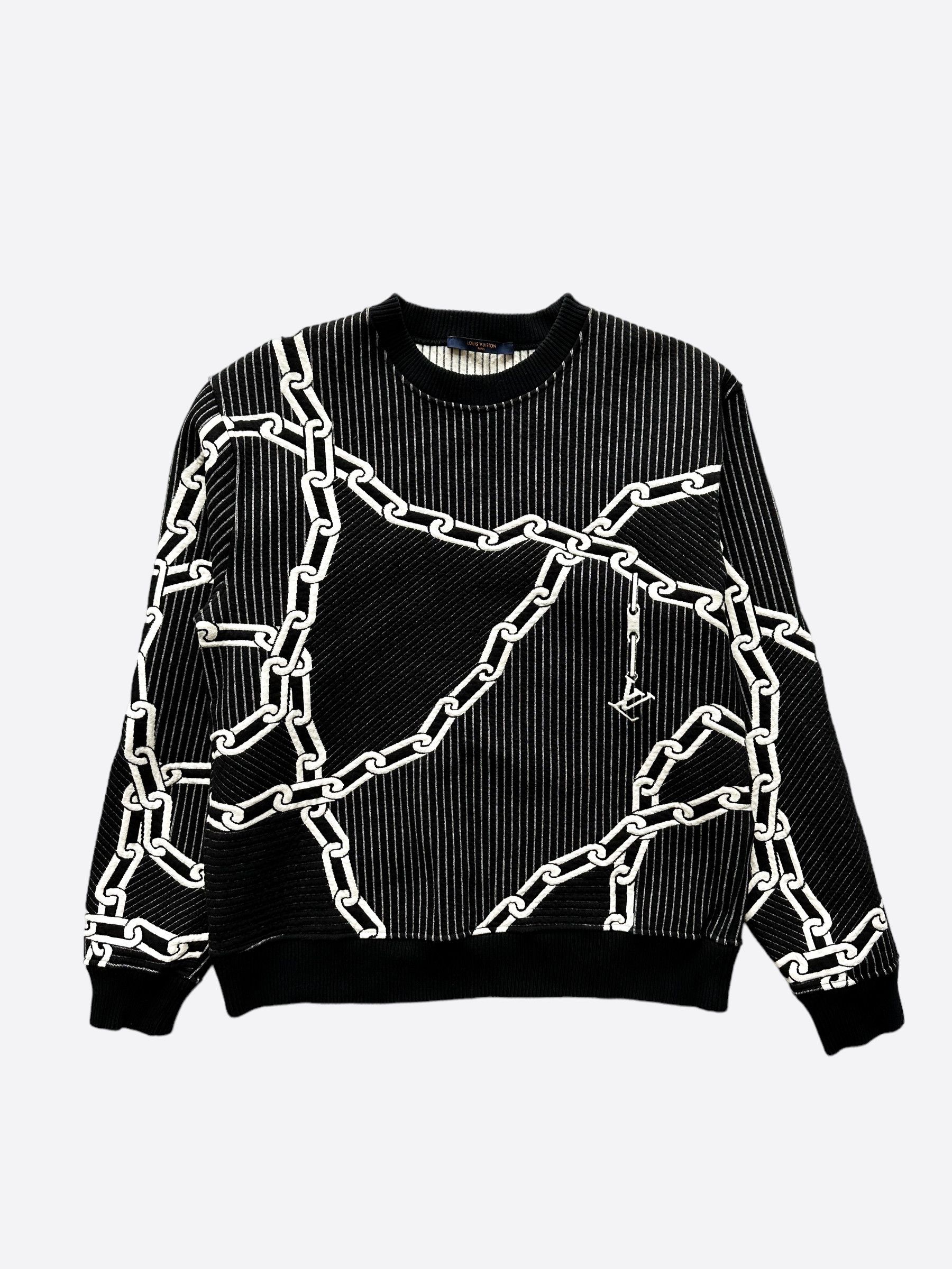 Louis Vuitton Rare Black Pinstripe Chainlink Sweatshirt 