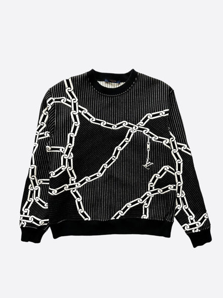 Louis Vuitton Rare Black Pinstripe Chainlink Sweatshirt "Unworn"