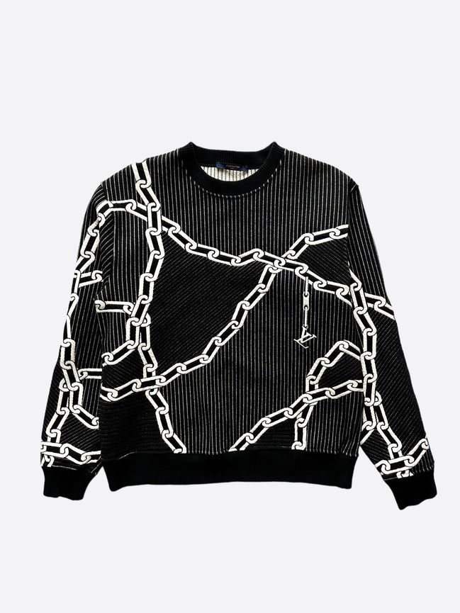 Louis Vuitton Rare Black Pinstripe Chainlink Sweatshirt "Unworn"