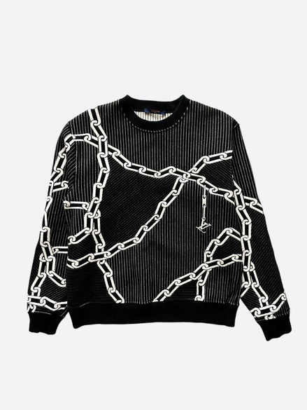 Louis Vuitton Rare Black Pinstripe Chainlink Sweatshirt "Unworn"