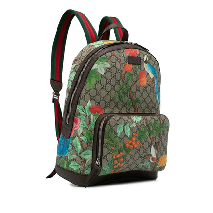 Gucci GG Supreme Tian Floral & Bird Print Backpack (Pre-Loved)