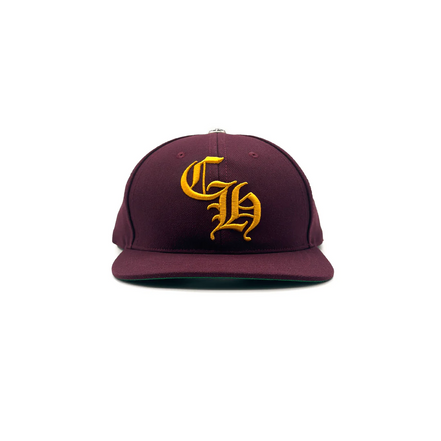 Chrome Hearts Burgundy & Gold CH Logo Hat "Unworn"