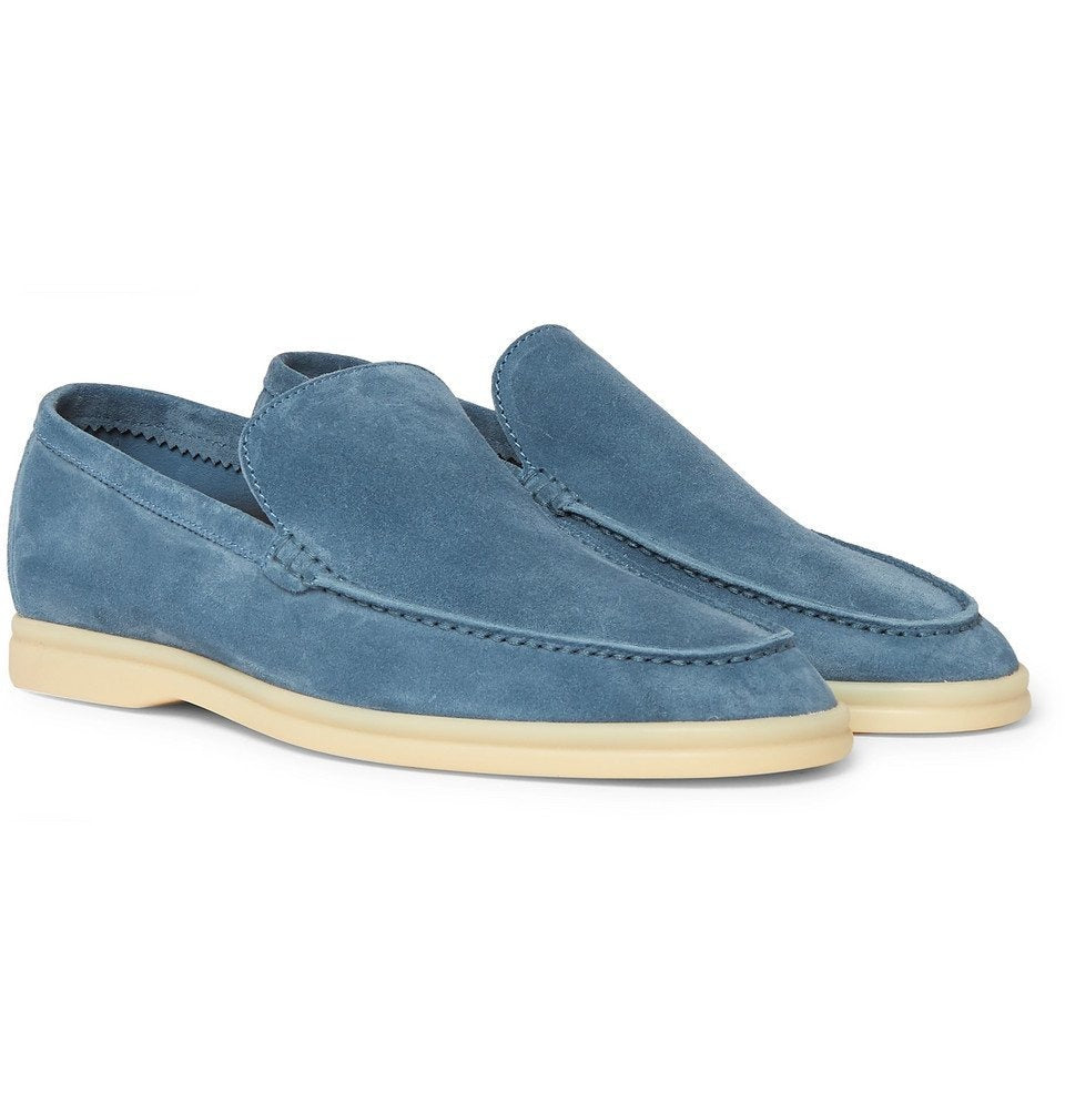 Loro Piana Summer Walk Suede White Sole Loafers 