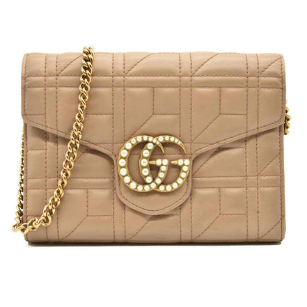 Gucci GG Marmont Matelassé Pearl Wallet on Chain Dusty Pink "Unworn"