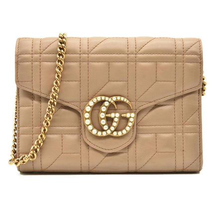 Gucci GG Marmont Matelassé Pearl Wallet on Chain Dusty Pink "Unworn"