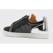 Christian Louboutin Black Patent & Silver Strass Louis Junior Sneakers (Pre-Loved)