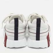 Hermès White and Burgundy Grid Stitch Bouncing Sneakers 