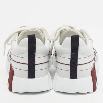 Hermès White and Burgundy Grid Stitch Bouncing Sneakers "Unworn"